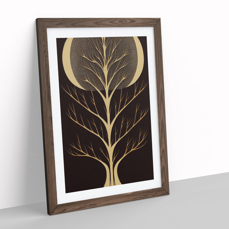 Art Deco Tree No.2 - Wall Art, 46cm H x 34cm W x 2cm D, Walnut Frame