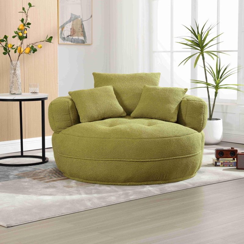 Fauteuil à billes moderne avec accoudoirs et coussins Modern, Boucle vert olive