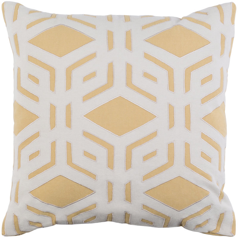 Millbrook Geometric Cotton Throw Pillow, Mustard/Ivory, Polyester, 20"HH x 20"W