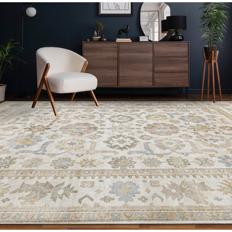 Tapis ivoire et ivoire noué à la main de haute qualité