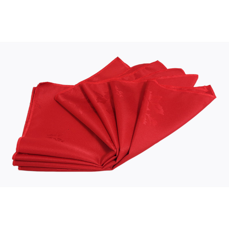 Ishaan Polyester Floral Square Napkin, Red