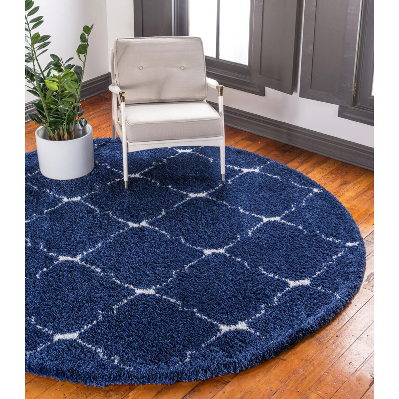 Burkart Trellis Shag Area Rug, Round 152cm