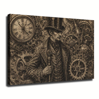 Steampunk Gentleman avec chapeau haut de forme et engrenages d'horloge