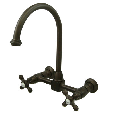 Kingston Brass Restoration Double-Handle 2-Hole Wall-Mount Bridge Kitchen Faucet
