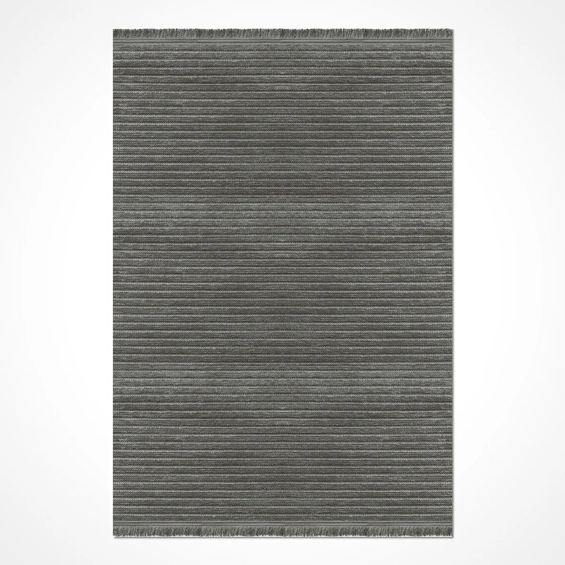 Tapis en polyester Madiera anthracite moderne facile à nettoyer, 6,5 pi x 9,5 pi