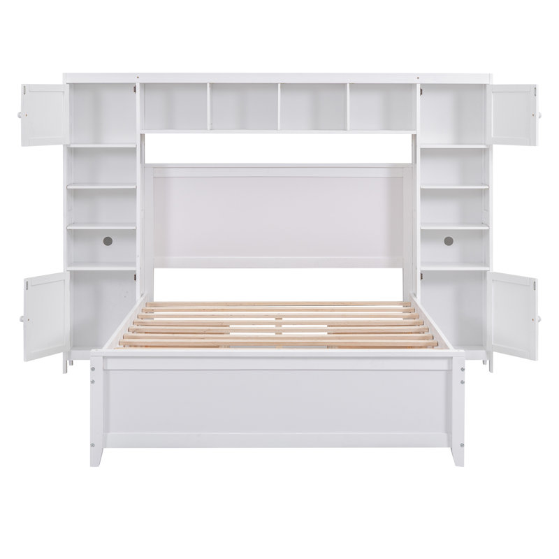 Lit avec armoire et tablette tout-en-un, Blanc