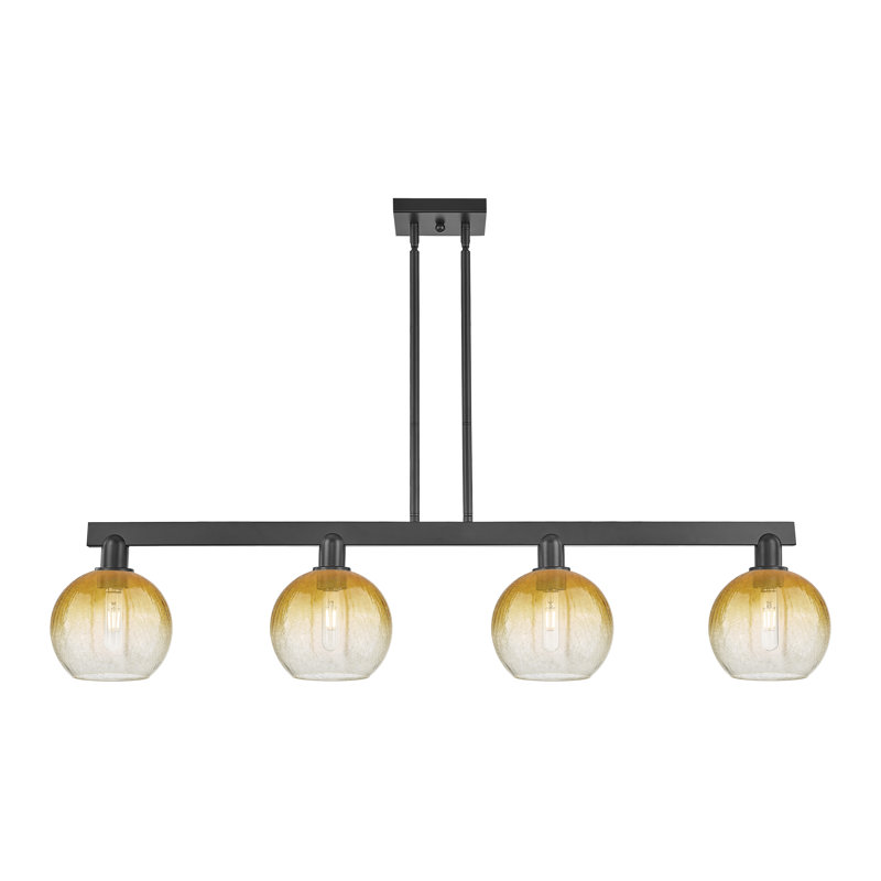 Éclairage pour îlot suspendu 4 lumières Brookhaven Globe, Ambre, Noir mat