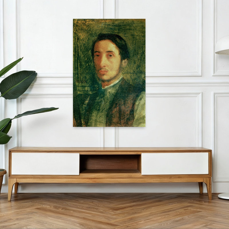 Autoportrait de jeune homme, style impressionniste abstrait contemporain, estampe murale, H 48 po x l 32 po