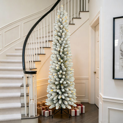 Pre-Lit Flocked Slim Artificial Christmas Tree