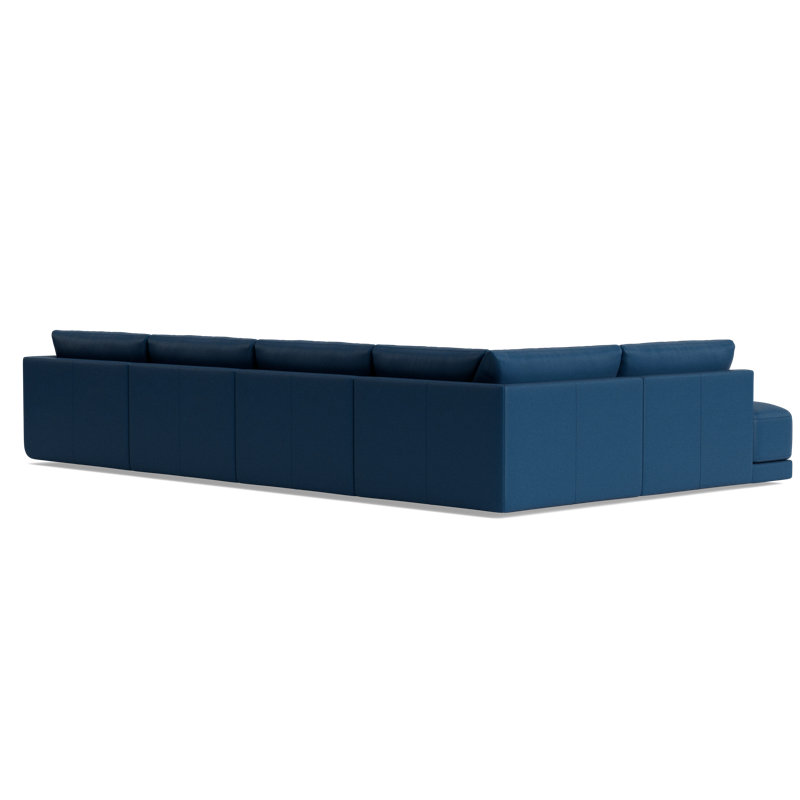 Eva Leather Modular Sectional, Bison Deep Blue Top Grain Leather, Left Hand Facing