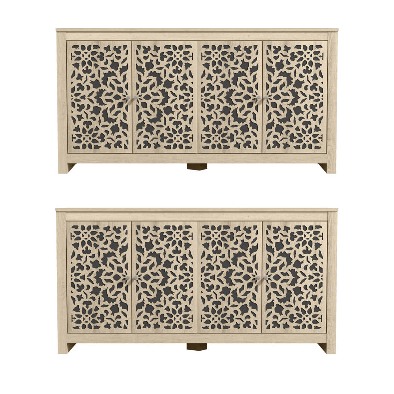 Arrastia Traditional Coordinated Dining Storage Sideboard Set Of 2, Oslo Oak