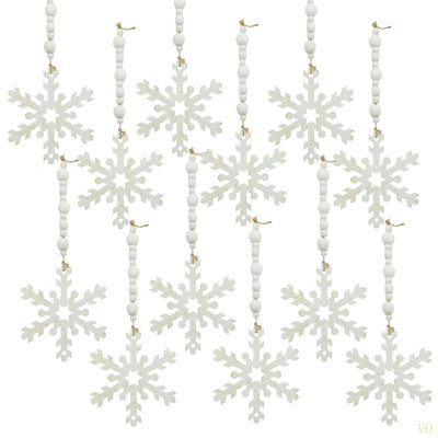 Ornement en forme de flocon de neige 9,8 x 4,7 po, décorations suspendues pour arbre de Noël, présentoir des Fêtes, ensemble de 12