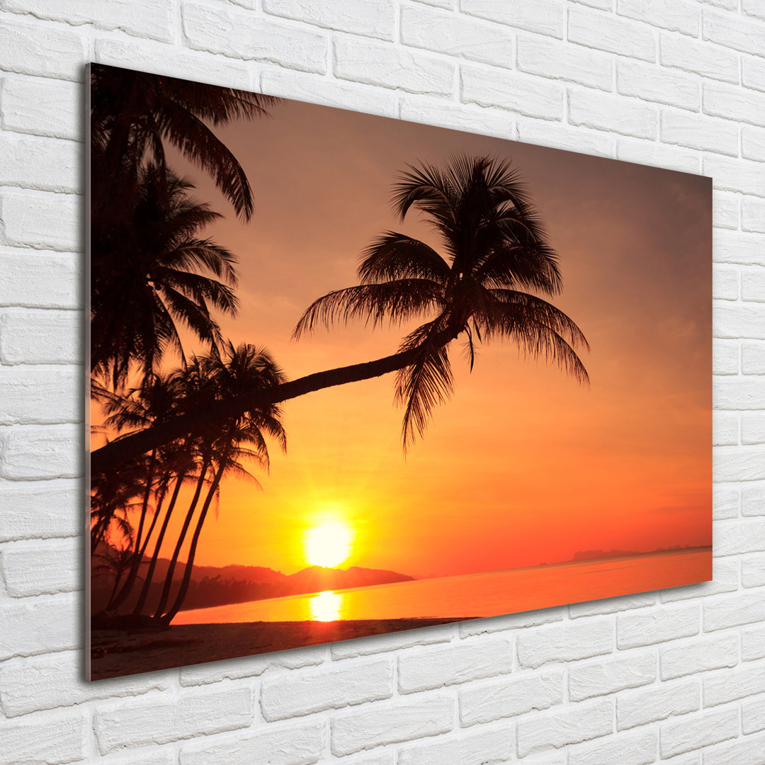 Glasbild Sunset Beach