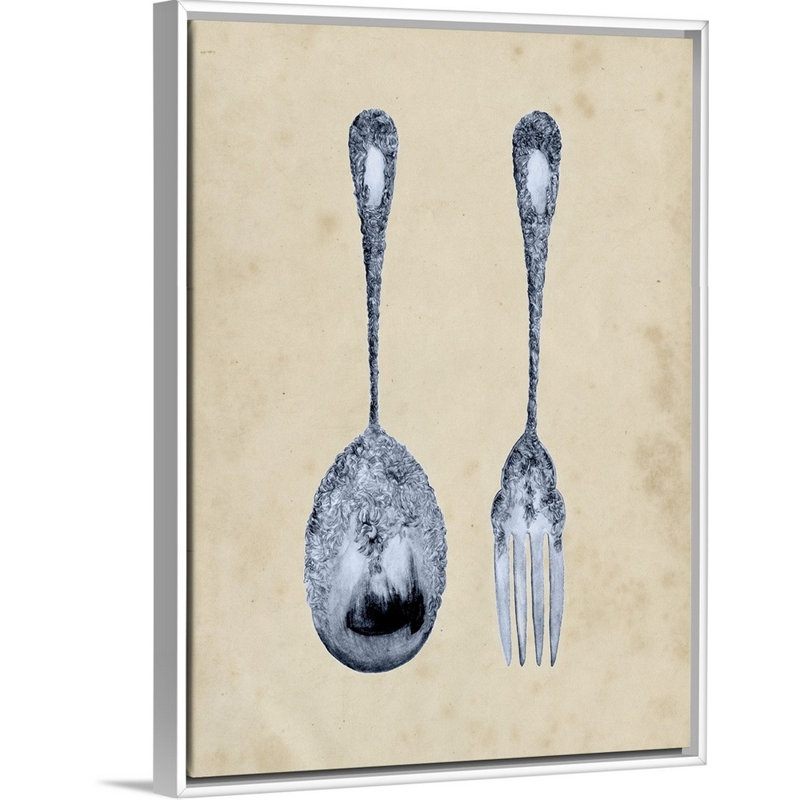 Antique Utensils III - Reproduction d'art graphique sur toile, Cadre flottant blanc, H 17,7 po x l 13,7 po x P 1,75 po