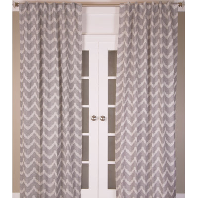 Panneau de rideau doublé en coton à chevrons filtrant la lumière avec pattes arrière pour le salon