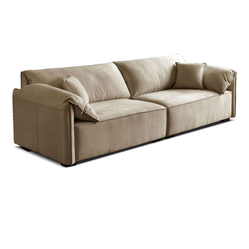Canapé modulaire en velours, Café au lait, H 31,5 po x l 94,49 po x P 41,34 po