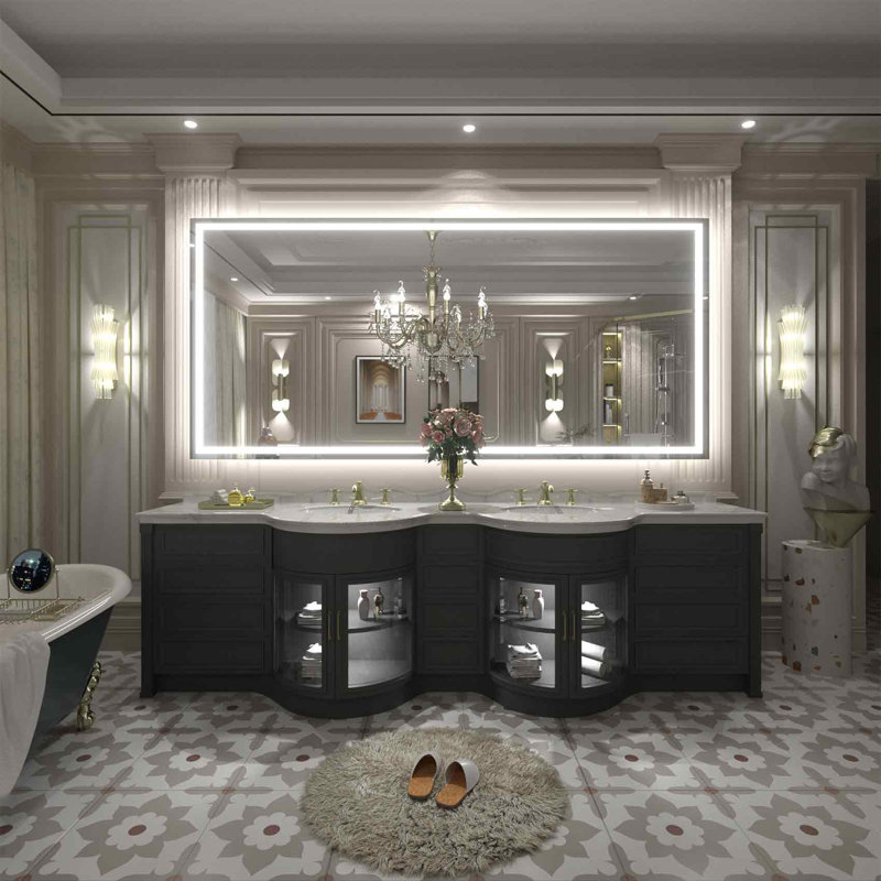 UL Certified Front & Back LED Anti-Fog Tempered Glass Bathroom/ Vanity Mirror - Basics by Wayfair™, 77" x 36"