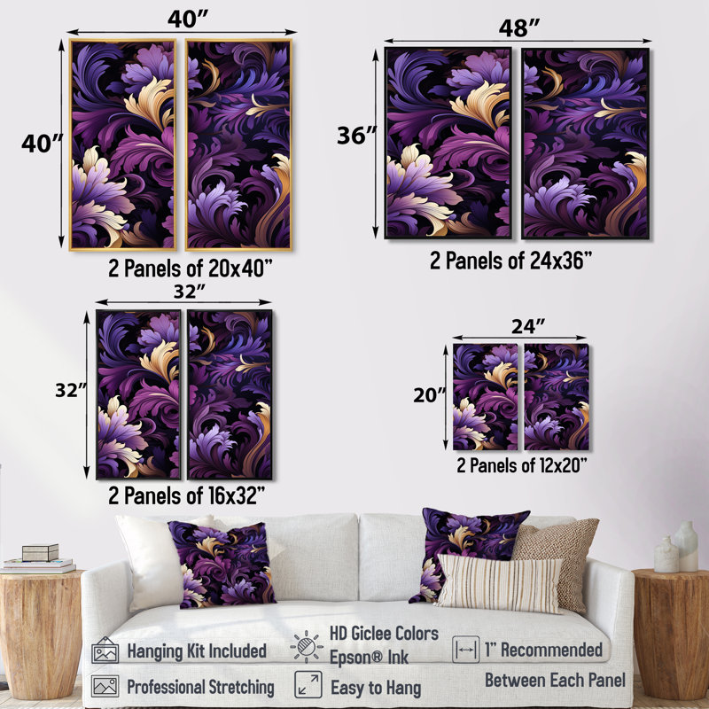 Ragdolls royal mauve foncé - grande décoration murale cachemire, Black, 36" H x 48" W, Framed Print without Mat