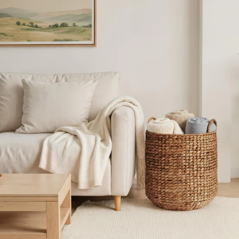 Round Storage Basket, Chestnut