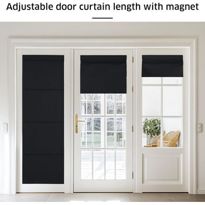 Magnetic Blackout Door Blinds, No Drill Roll Up French Door Curtain for Window, Thermal Insulated Light Blocking Shades for Sidelight Glass Window, 1 Panel