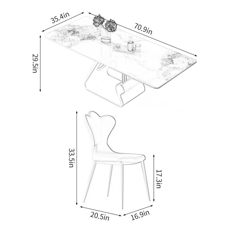 6 - Person Trestle Dining Set, 29.5"H x 70.9"L x 35.4"W