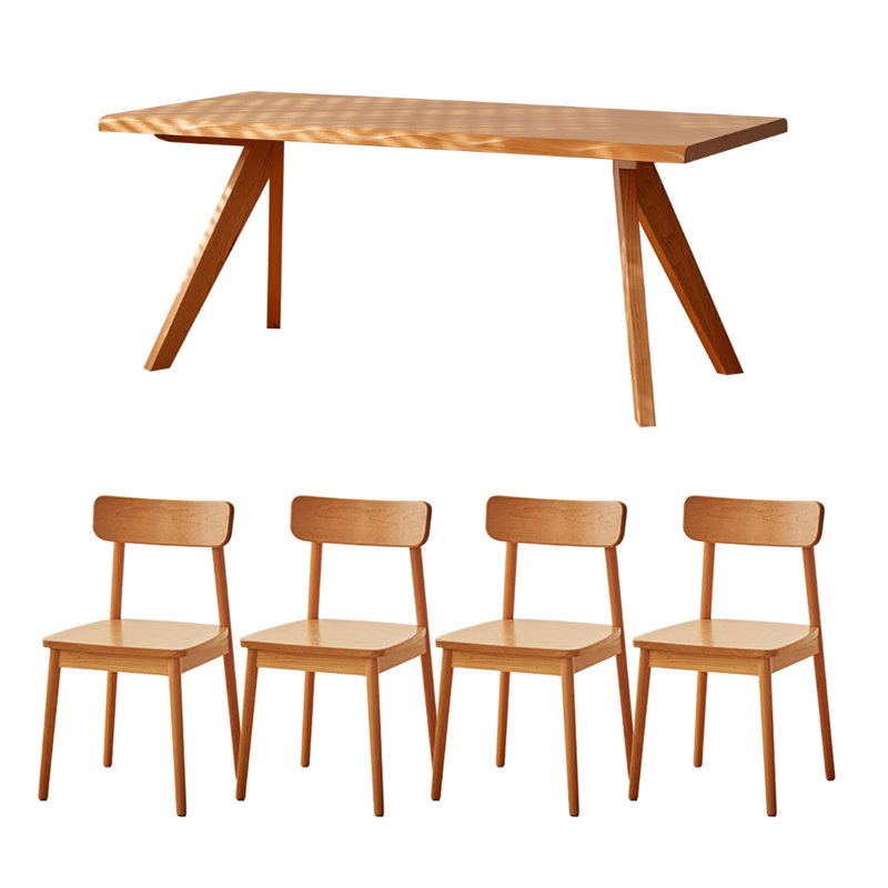 Simple Creative Solid Wood Cherry Wood Table Set, 29.52"H x 78.74"L x 35.43"W