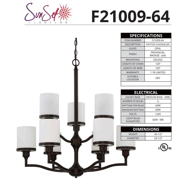 9 - Light Dimmable Classic / Traditional Chandelier