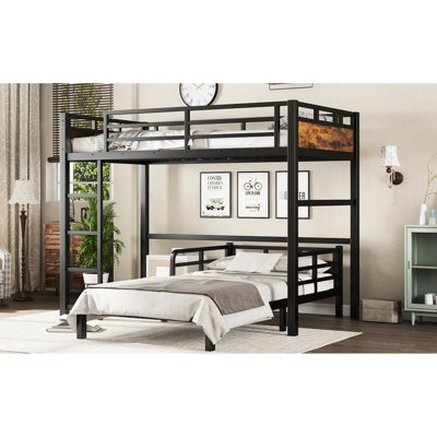 Vintage Wood - Colored Twin Xl Metal Bunk Bed, Detachable For Different Room Configurations, Stable Structure, Noise Functioning Over Adaptable Space Design, Reliable Split Quick Assembly With