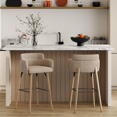 Upholstered Counter Stool with Solid Wood Frame