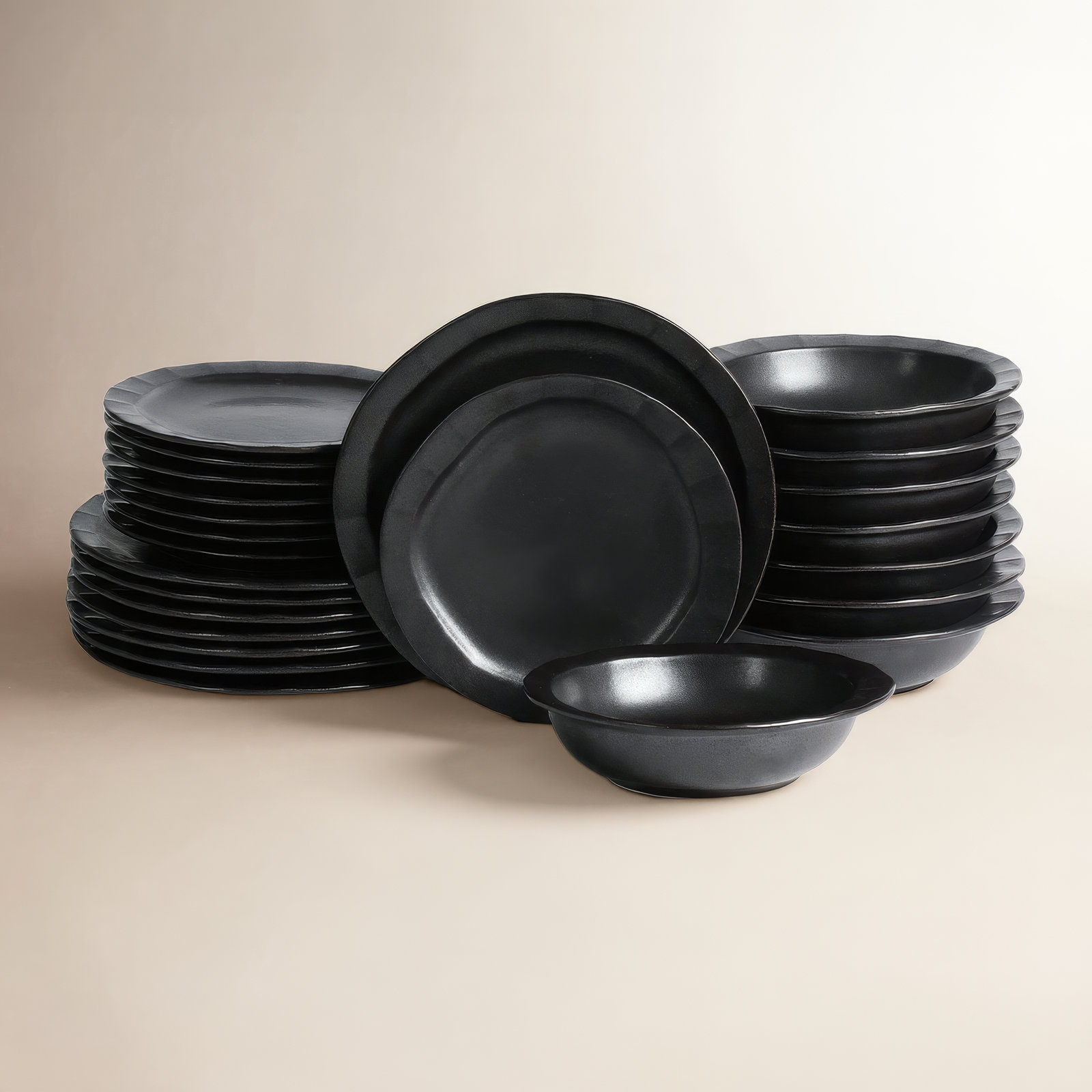 Oasis Stoneware Dinnerware Set, Black