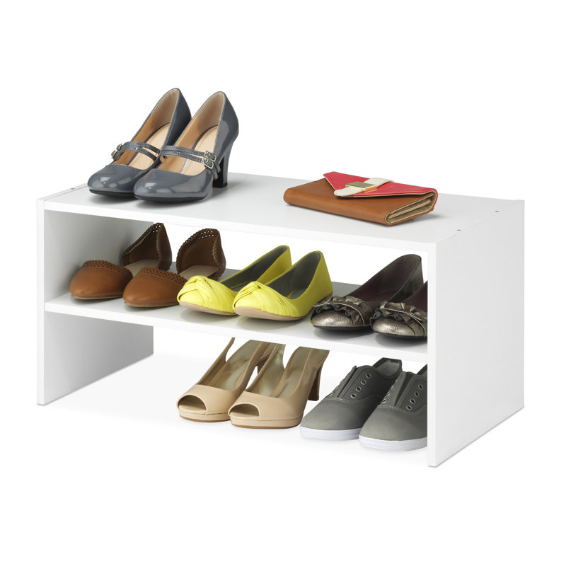 Whitman 9 Pair Stackable Shoe Rack, 11.61" H x 24" W x 11.61" D, White