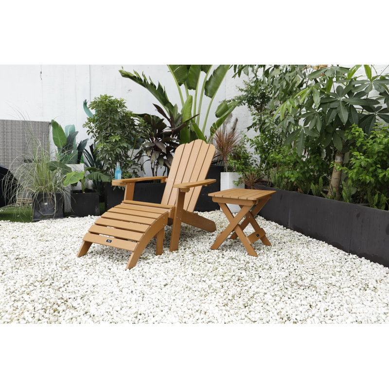 Chaise Adirondack en plastique avec repose-pieds Jarratt, Brun