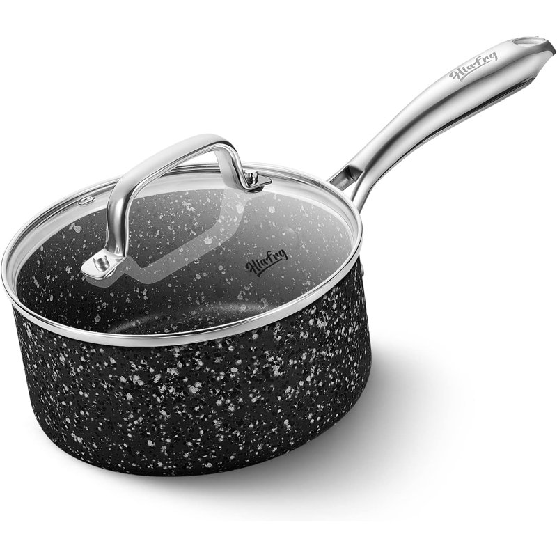 Casserole en granite antiadhésive en aluminium, 1 pinte, Noir