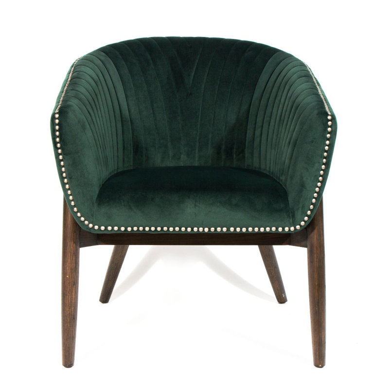 Fauteuil demi-tonneau en velours 28 po Barnes, Vert