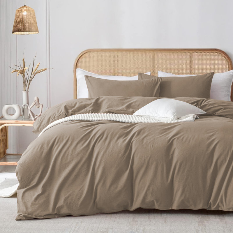Rienk Super Soft 250 TC Microfibre Reversible Plain Duvet Cover Set With Pillow Cases, Beige, Single + 1 Standard Pillowcase