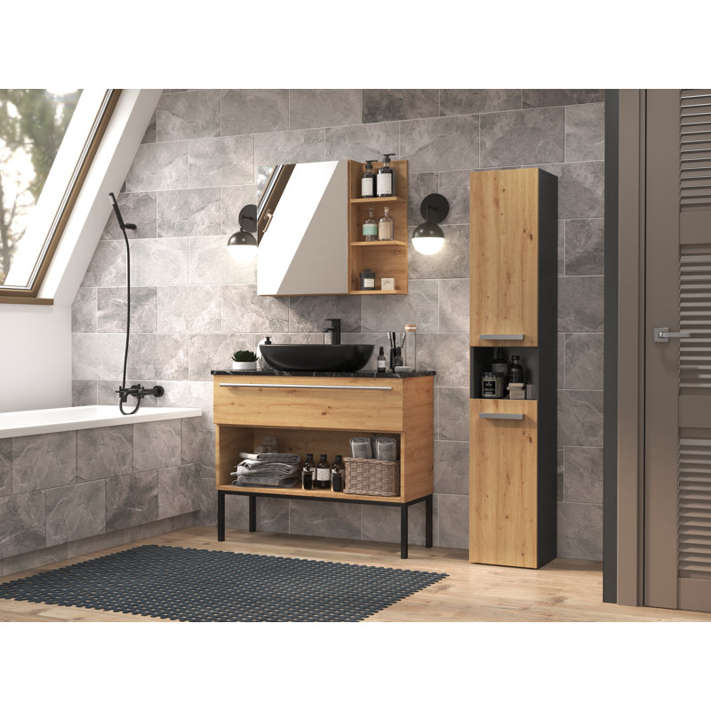 Jagbir Linen Cabinet, Anthracite / Artisan Oak