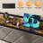 Black And Fabric Gray Full Daybed With Trundle Bed, Upholstered Day Bed With LED Light And Charing Station-1619984670-1619984669