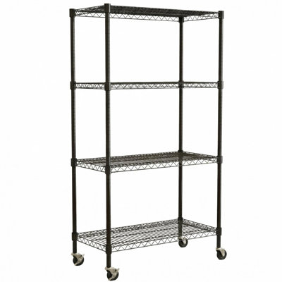 Rust- 4 Heavy-duty Shelving Units - Adjustable Wire Storage For Kitchen, Garage, Pantry, 35.98" D X 17.69" W 63" H, All Iron Structure, 4 Open Shelves, Swivel With Locks Metal Bathroom, 25mm Support