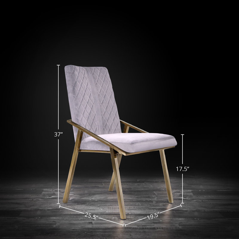 Chaise d'appoint Ingleside, Acier inoxydable doré champagne brossé, Gris