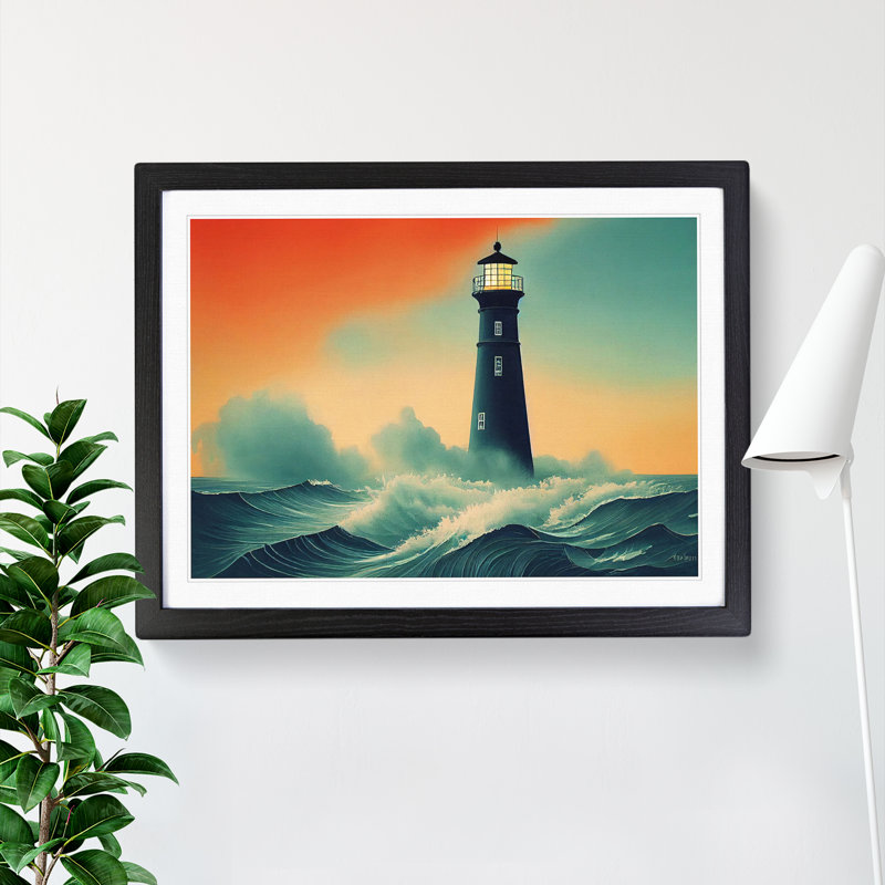 Lighthouse Seascape Vol.2 1 Piece Single Picture Frame Wall Art, 25cm H x 34cm W, Black