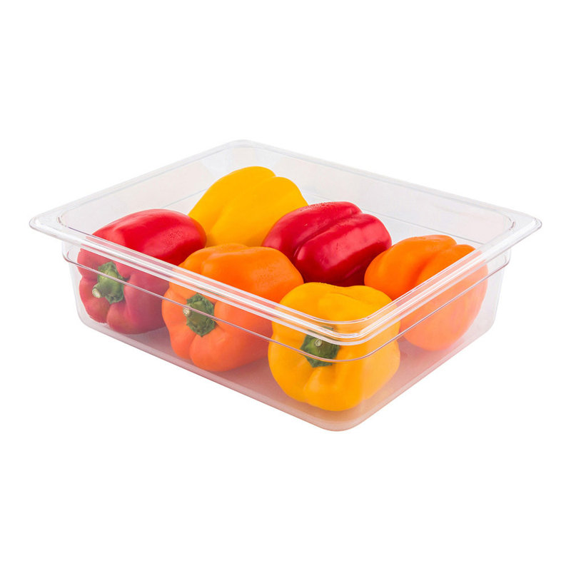 Ustensiles de cuisine pour restaurant - 4 casseroles profondes, récipient de rangement commercial de taille 10 1/2 - congelable, résistant à la casse, casseroles froides en plastique transparent, lavables à la vaisselle, pour la cuisine, les restaurants ou les cafétérias