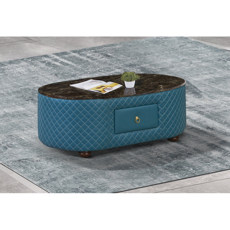 Makassar Marble Coffee Table, Blue