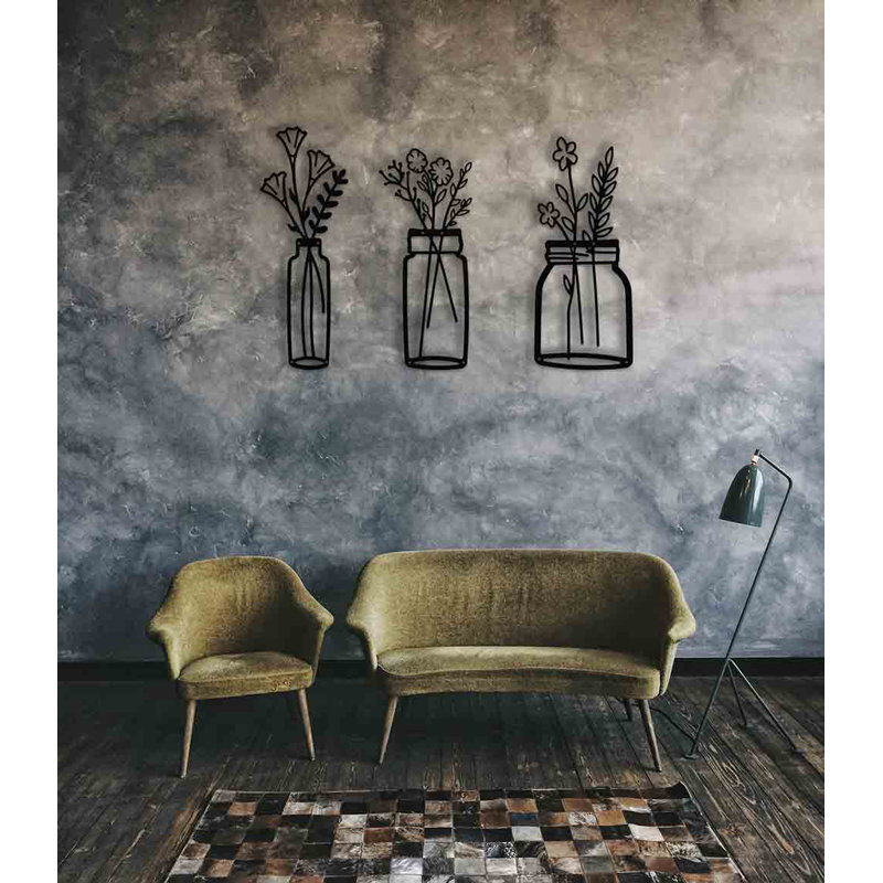Plants & Flowers Wall Decor on Metal, 43cm H x 70cm W x 1.50cm D