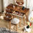 Bohemian Style Makeup Vanity Set With 4 Drawers, Charging Plug, Usb Port And Stool-1955016589
