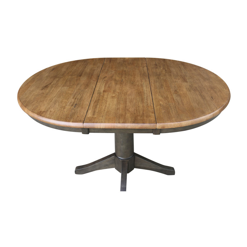 Ikuko Extendable Solid Wood Dining Table, Hickory/Washed Coal