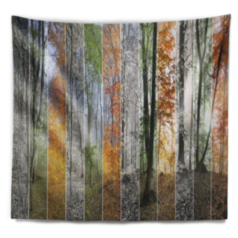 Tapisserie à saisons à changement de bois paysage, H 68 po x l 80 po
