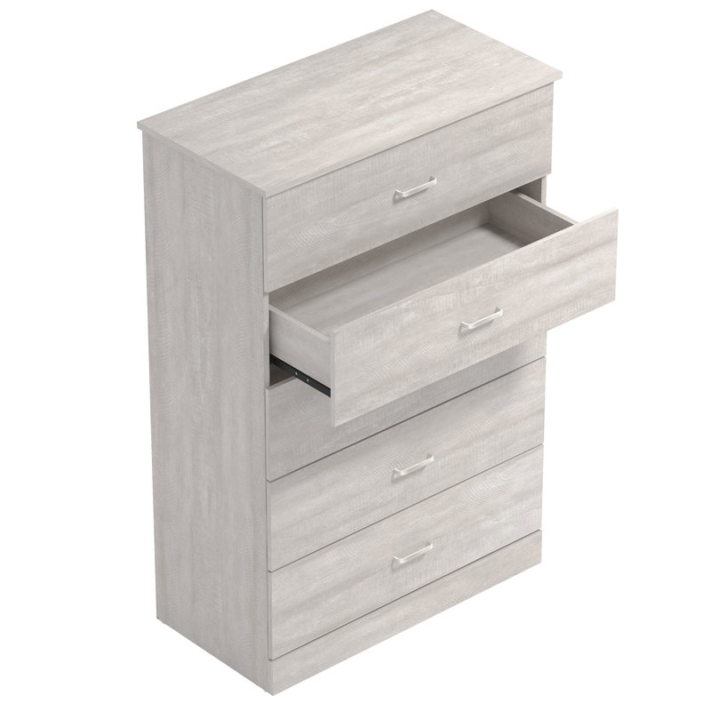Commode 5 tiroirs Allyannah, Chêne gris cendré