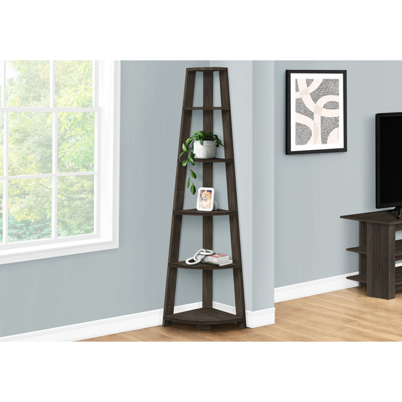 Bibliothèque contemporaine à 5 niveaux H 72 ", stratifié brun pour bureau Charisma H 72", chambre glamour