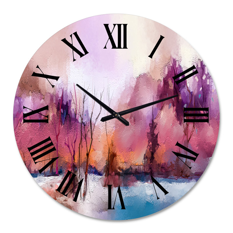 Arbres de couleur rétro - horloge murale moderne, Grand