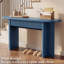 Console OMCMUU de 160 cm de long avec tiroirs cannelés pour entrée, style moderne bleu, capacité de 68 kg, pieds robustes, système anti-basculement, glissières silencieuses à extension complète, idéale pour le salon, le hall d'entrée ou le couloir.